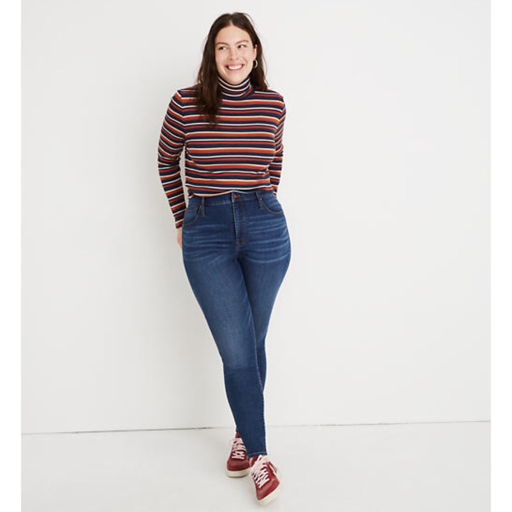 Madewell 10” high rise skinny jean blue cropped stretch denim